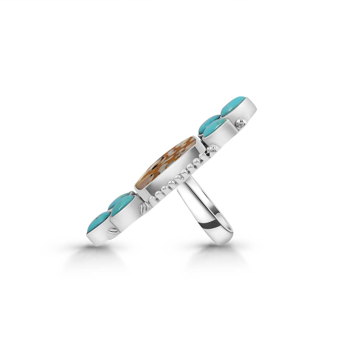 Deerfawn Jasper And Turquoise Crawler Adjustable Ring-(DFJ-CLS-1.)